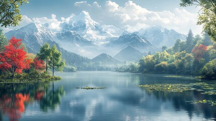 Serene mountain reflections
