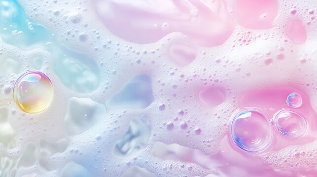 Abstract background foam texture pastel color with bubble top view
