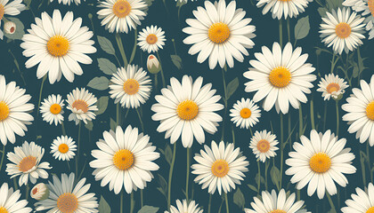 Elegant Daisy Flower Pattern Background for Creative Designs and Aesthetic Projects