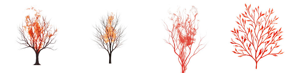 Abstract representation of colorful trees in various shapes and sizes for artistic use