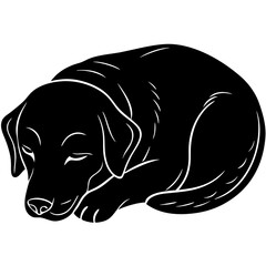  labrador retriever dog black silhouette vector, dog sleeping vector, Simple silhouette Design vector icon with white background.