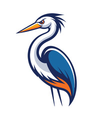 heron of blue sky with vector white background