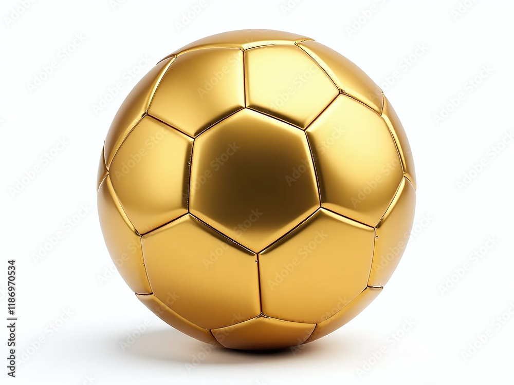 Poster a gold soccer ball sits isolated on a white background with a transparent png file format for easy e