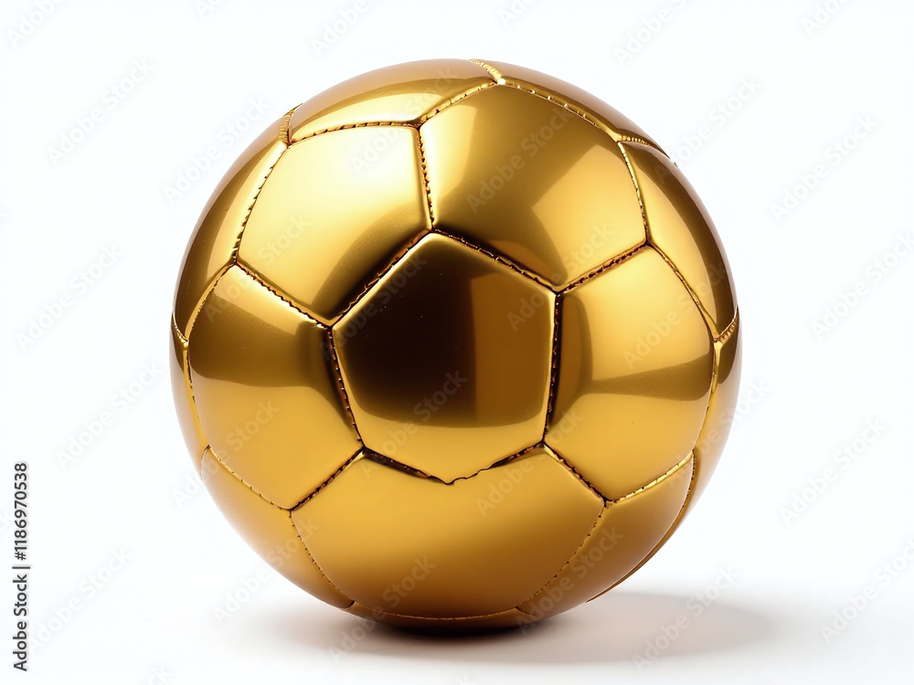 Poster a gold soccer ball sits isolated on a white background with a transparent png file format for easy e