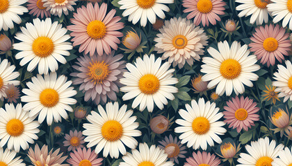 Elegant Daisy Flower Pattern Background for Creative Designs and Aesthetic Projects