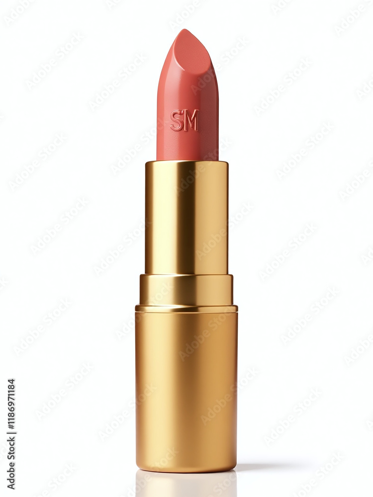 Poster a gold lipstick is isolated against a clean white background that also includes transparent png for 
