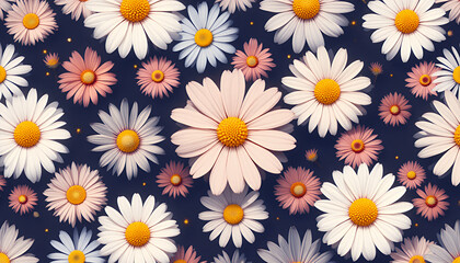Elegant Daisy Flower Pattern Background for Creative Designs and Aesthetic Projects