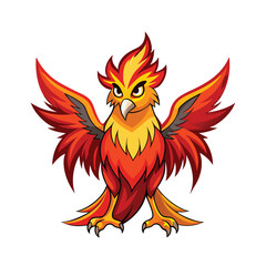 red bird with a fire vector with white background