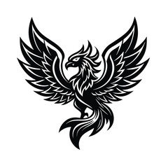 silhouette eagle tattoo design vector with white background