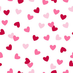 Seamless pattern with cute small red and pink hearts. Romantic concept for Valentines day theme, beauty and fashion prints