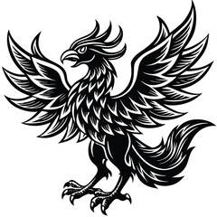 Obraz premium silhouette eagle tattoo design vector with white background