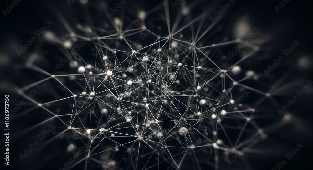 Poster network abstract data visualization with interconnected nodes and lines for technology and digital c