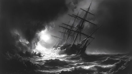 Exploring the legends of notable shipwrecks unveiling maritime history s ghostly tales. Nightblaze. Illustration