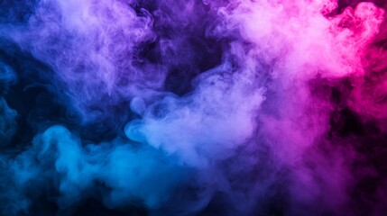 Obraz premium Abstract colorful smoke swirls on black background.