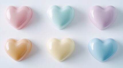 Obraz premium Soft Pastel Candy Hearts with Loving Messages on White Background