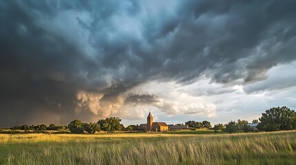 Fototapeta premium a storm clouds over a field