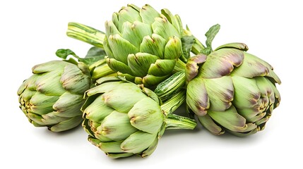 Fototapeta premium a group of artichokes on a white background