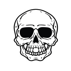 human skull illustration vector with white background