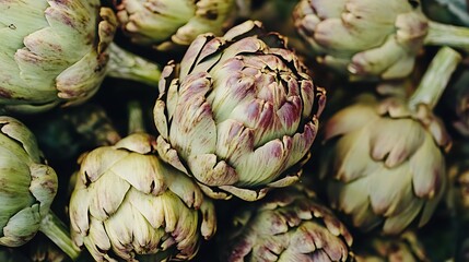 Obraz premium a group of artichokes on a white background