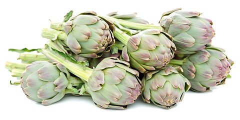 Obraz premium a group of artichokes on a white background