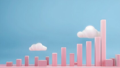 Goal of life, growth and, motivation concept: Cityscape growing vertically into the sky, urban growth and motivation.