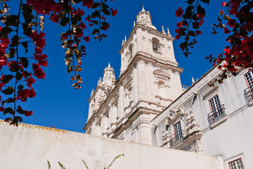 Scenic view of bell towers of Monastery of Sao Vicente de Fora Lisbon Portugal 