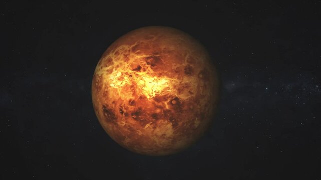 venus space planets and galaxy 4k animation video.venus is Spinning in Outer Space with Stars.