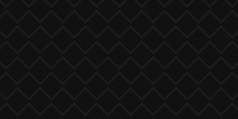 Overlapping Pattern Minimal diamond geometric waves abstract square wave line. dark black seamless tile stripe geometric create retro square line backdrop pattern background.