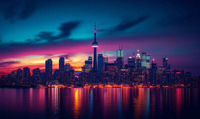 Fototapeta premium city skyline at sunset