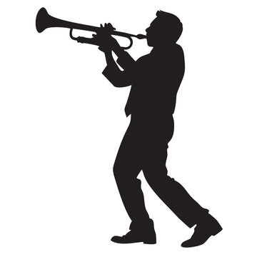 silhouette trumpet player performing music clip art preview