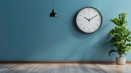 Modern Wall Clock on Minimalist Background