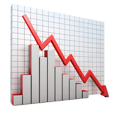 Downward graph chart isolated on transparent background  
