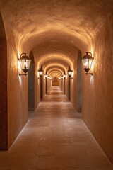 Obraz premium Long Hallway with Light Fixtures