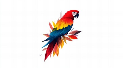 Obraz premium Vibrant Macaw Perched on Colorful Leaves