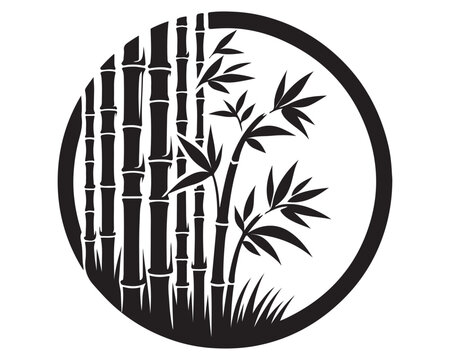 black bamboo plants in a circle clip art preview