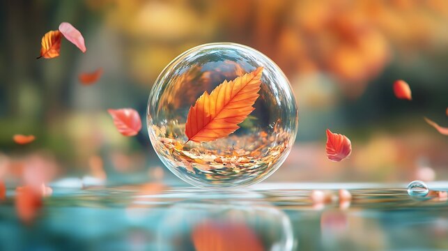 The cover leaf already in the ball floating midair artistic composition