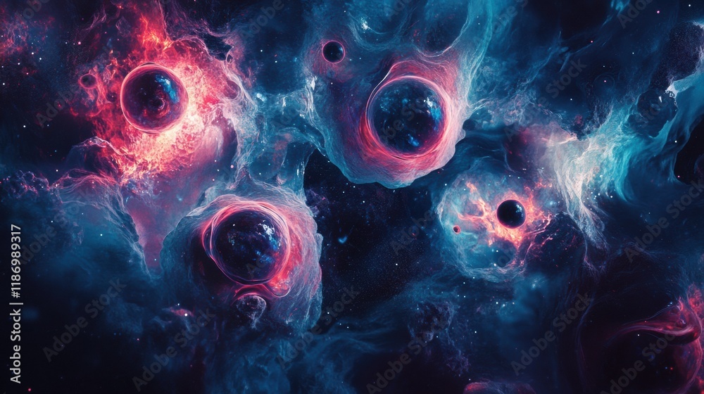 Leinwandbilder glowing edges of cancer cells reveal intricate structures in a microscopic view of disease progressi