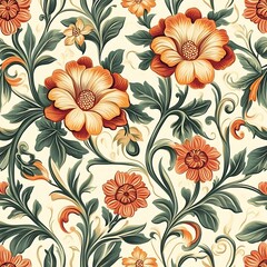 Stylish Flowers Pattern in Timeless Vintage Design - Seamless Artwork