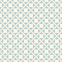 Abstract vintage geometric seamless pattern. Vector texture with simple shapes, triangles, arrows, lattice, grid, tiles. Green and beige color. Repeated modular background. Geo design for decor, print