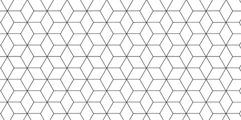 Naklejka premium Seamless pattern with hexagon square cube geometric pattern shapes grid metal element texture design. vector tiles gradient science web tech connection triangle diamond honeycomb hexagon art.