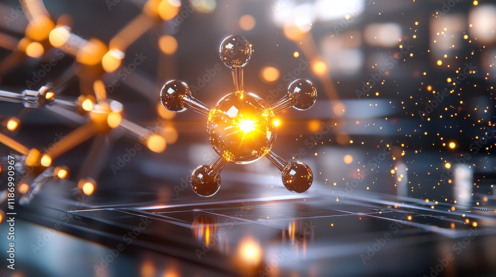 Leinwandbilder 3d visualization of molecular structure in nanotechnology, showcasing intricate details and glowing 