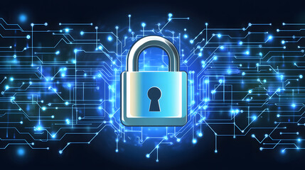 lock Security Concept cyber security encryption technology to protect data privacy
