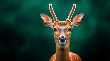 Obraz premium Majestic Deer with Antlers Against a Soft Blurred Background