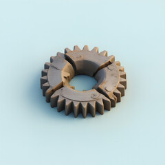 Broken Gear Wheel on Light Blue