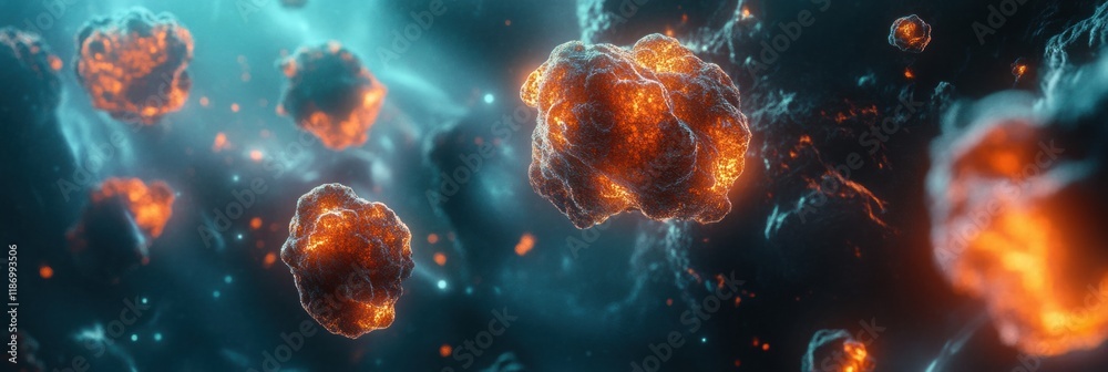 Leinwandbilder glowing edges highlight cancer cells in a dynamic cellular environment at a microscopic scale. gener