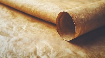 Photorealistic Rustic Kraft Paper Roll on Natural Background