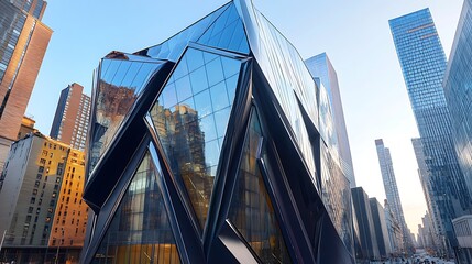 Modern urban geometric glass building architecture
