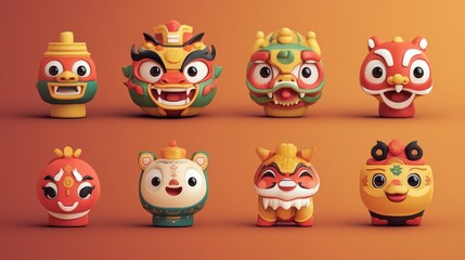 Adorable Chinese New Year Festive Character Designs