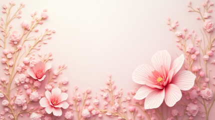 Obraz premium Delicate pink floral arrangement with large petals and buds on soft background