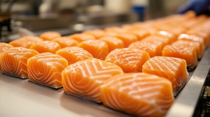 Salmon Cubes Ready For Processing And Packaging